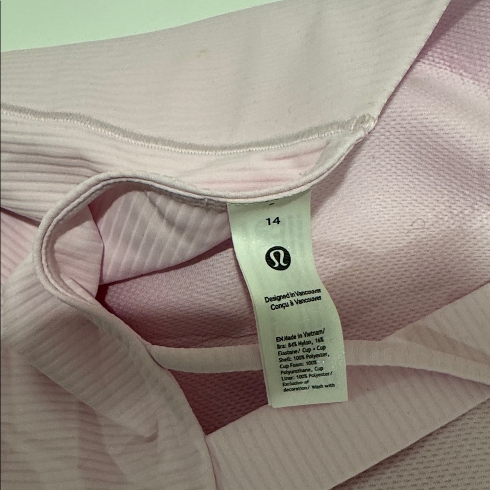 Lululemon Like a Cloud Longline Ribbed Bra *Light Support,D/DD Cups - Pink Peony - Picture 6 of 6